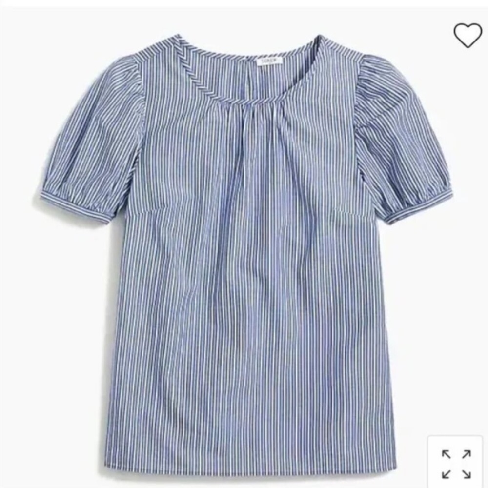 NWT J. Crew Blue Striped Puff Sleeve Top XS